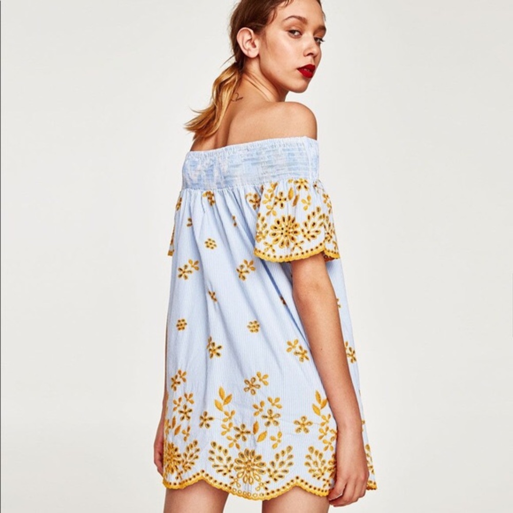Zara Embroidered Striped Dress